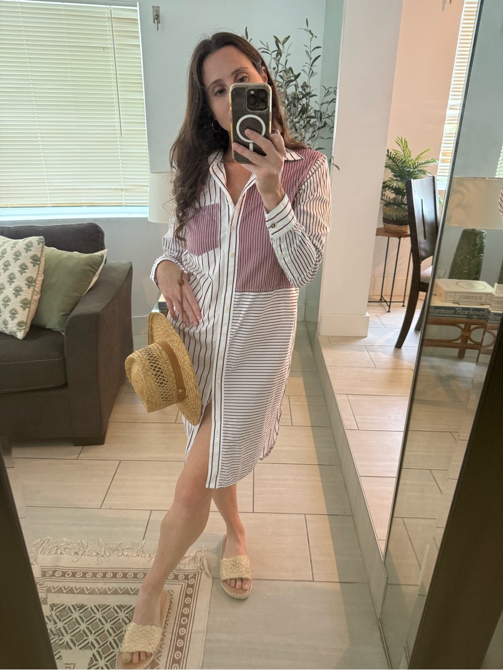 Ralph Lauren Multi-Stripe Red and White Shirtdress
